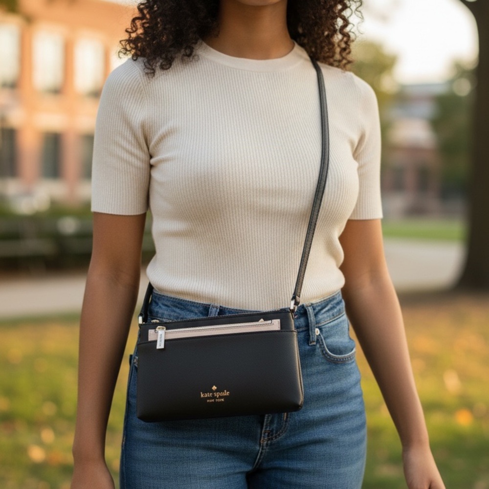 Kate Spade Black and Cream Wristlet